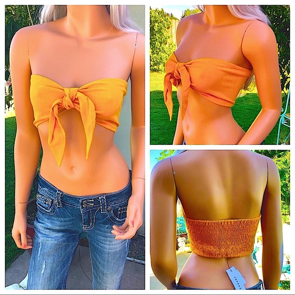 Topshop Tops - NWT TOPSHOP Sunny Bandeau Sash Tie Tube Crop Top